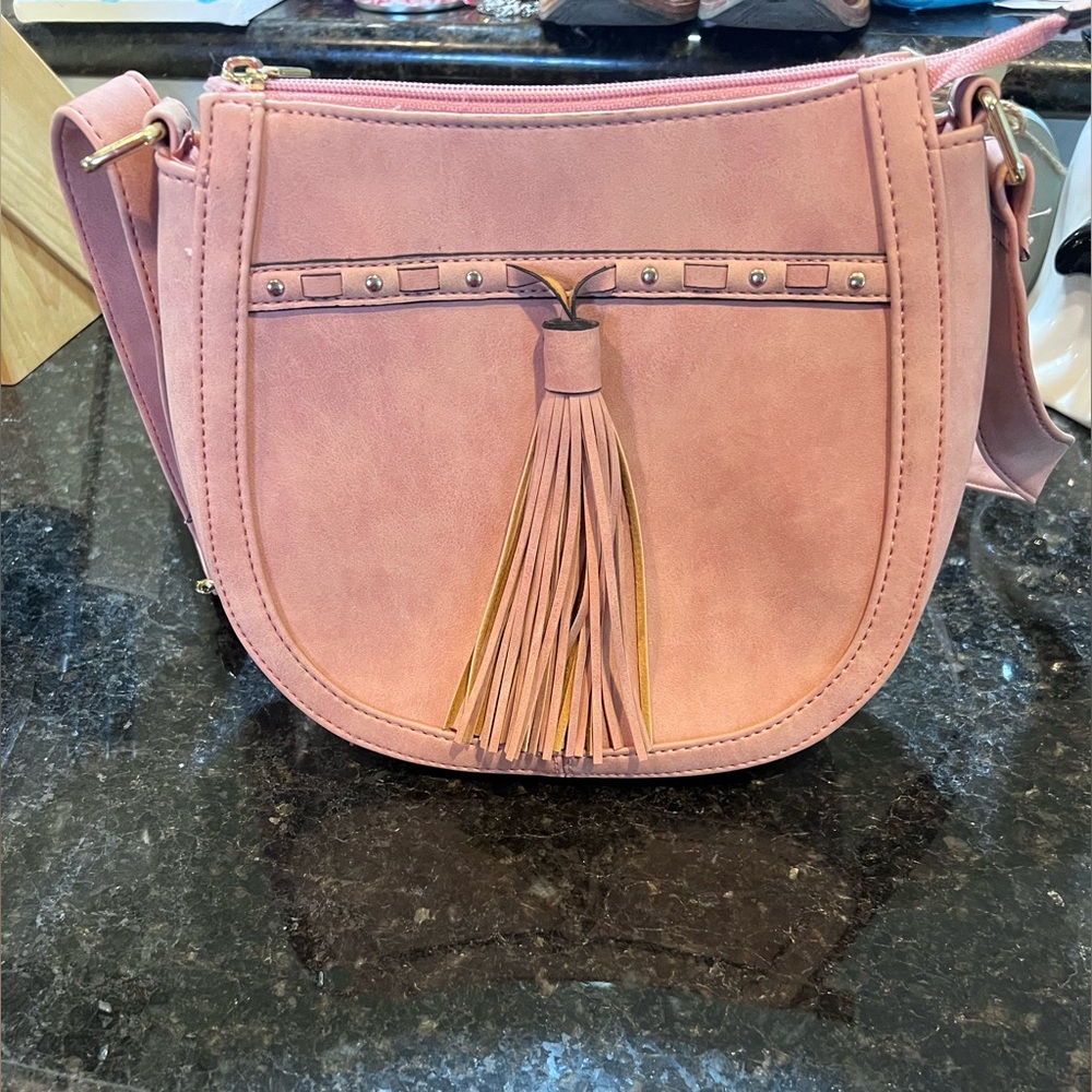 Blush Pink Tassel Women's Crossbody Purse